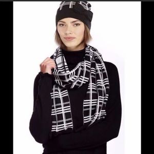Kate Spade Scuba Plaid Beanie and Muffler with Bow